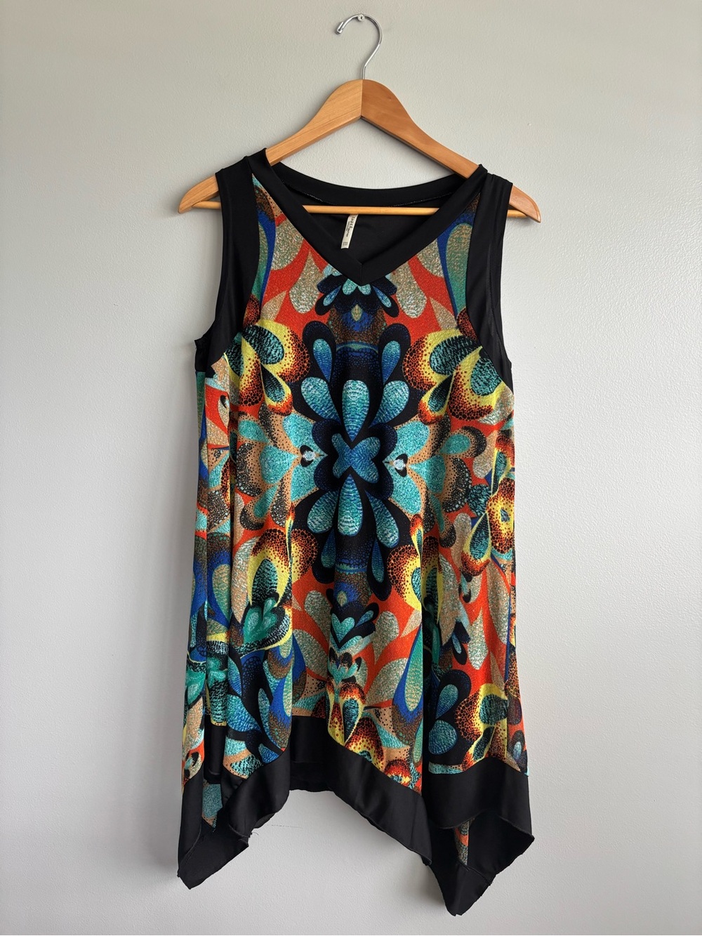 India Boutique Sleeveless Kaleidoscope Tunic Dress Womens One Sz Lined Multicolo
